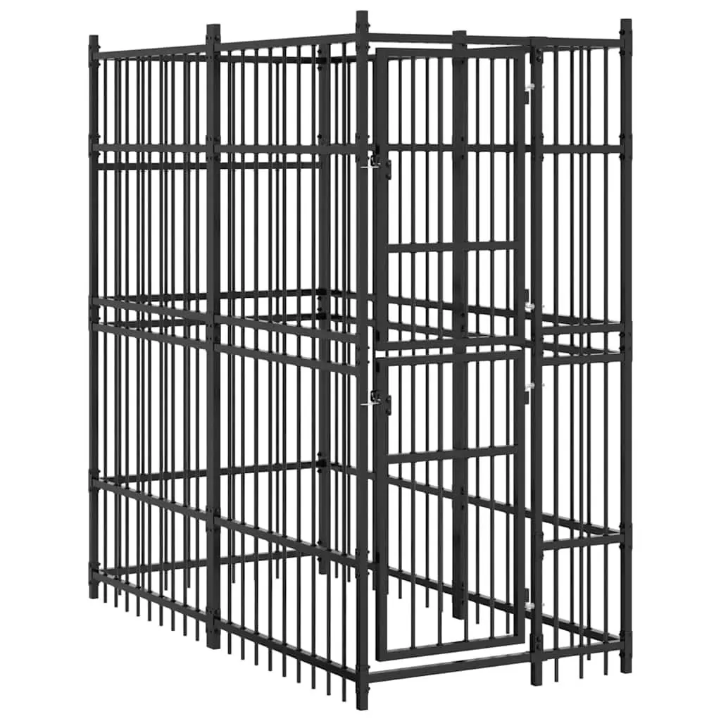 Dog Kennel Outdoor Exercise Run Play Pen 1.84m² Black
