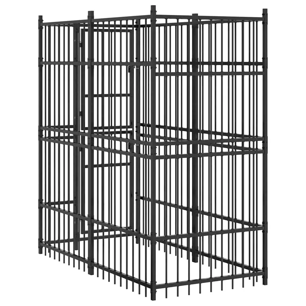 Dog Kennel Outdoor Exercise Run Play Pen 1.84m² Black
