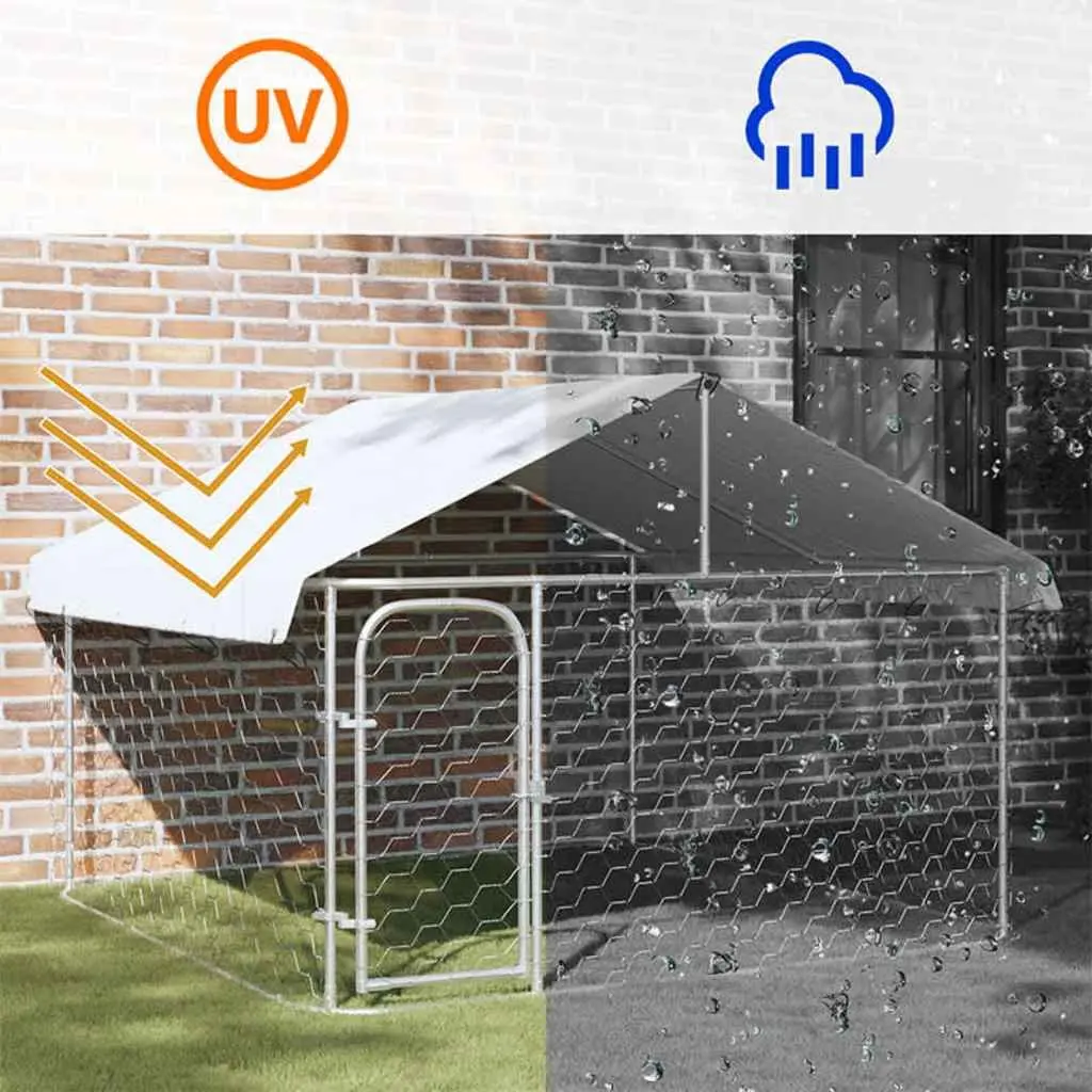 Outdoor Dog Kennel Large Pen Run Enclosure Silver