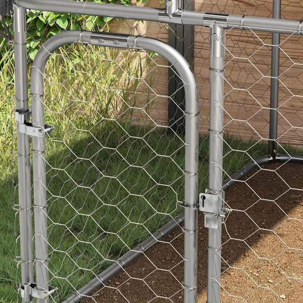 Outdoor Dog Kennel Large Pen Run Enclosure Silver