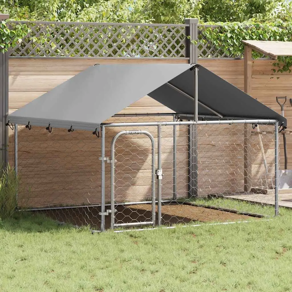 Outdoor Dog Kennel Large Pen Run Enclosure Silver
