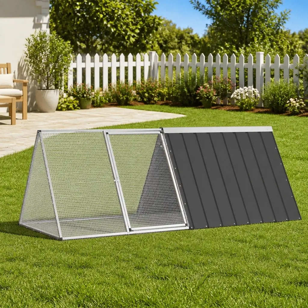 Rabbit Cage Anthracite Galvanised Steel Hutch Small Animal Enclosure Playpen