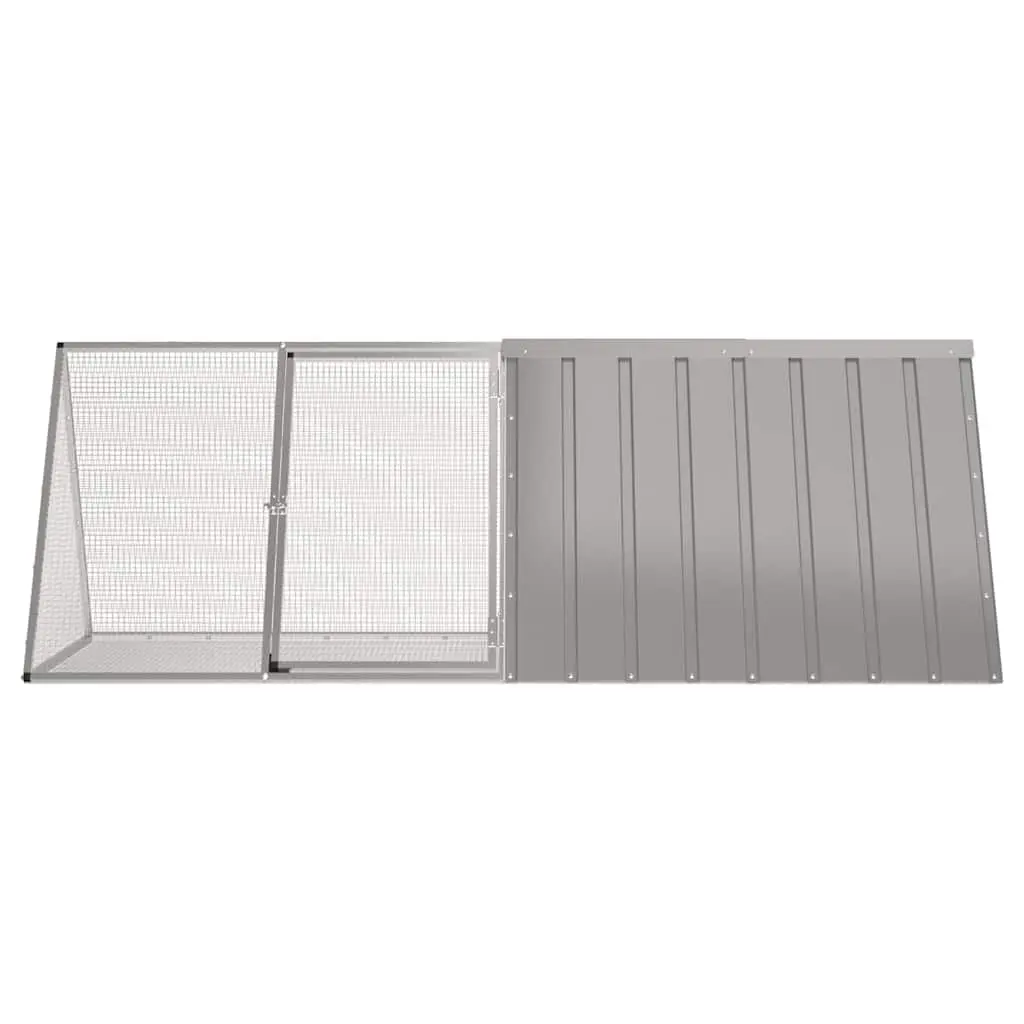 Rabbit Cage Outdoor Hutch Galvanised Steel Grey 201.5 x 80.5 x 71 cm Small Animal Enclosure Playpen