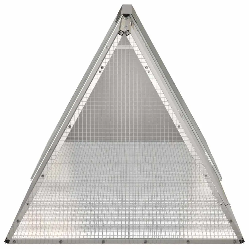 Rabbit Cage Outdoor Hutch Galvanised Steel Grey 201.5 x 80.5 x 71 cm Small Animal Enclosure Playpen