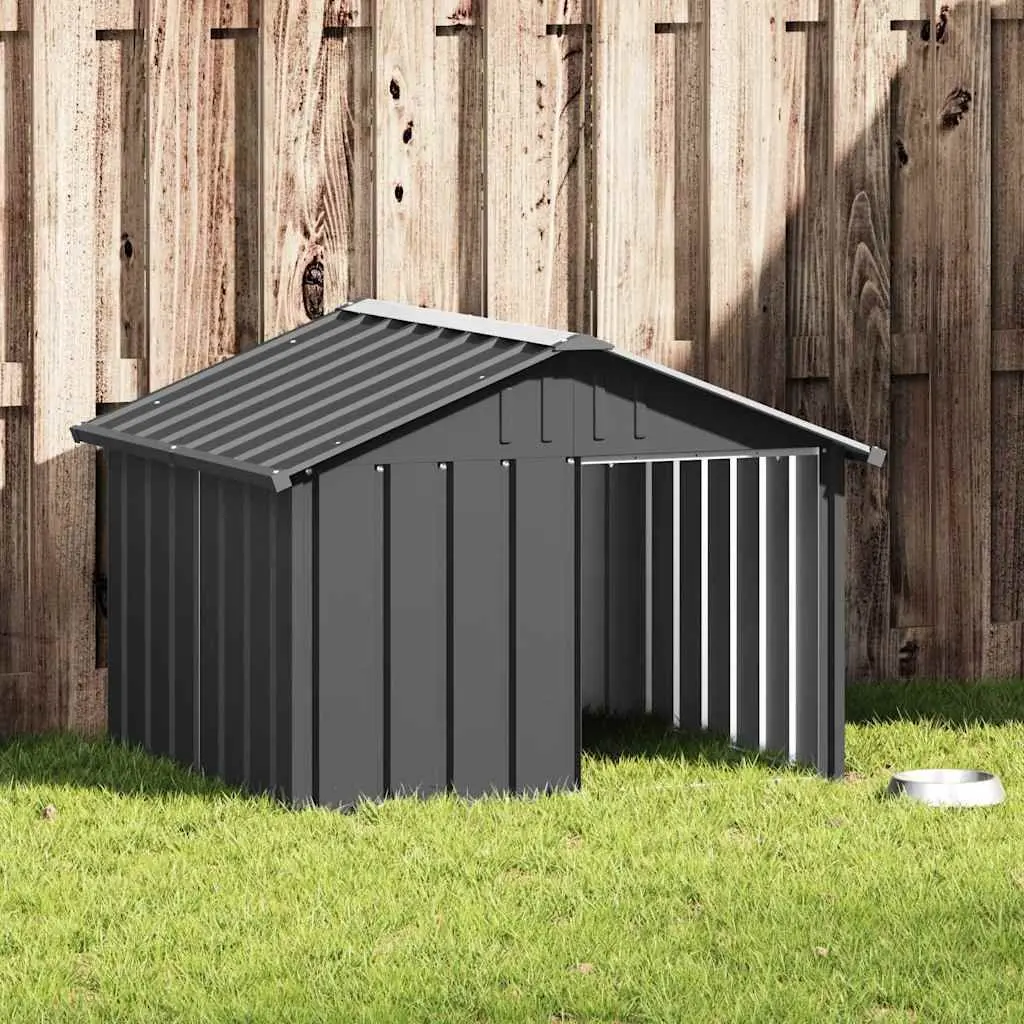 Dog House Outdoor Kennel Shelter 1165 x 1030 x 815 mm Anthracite Galvanised Steel