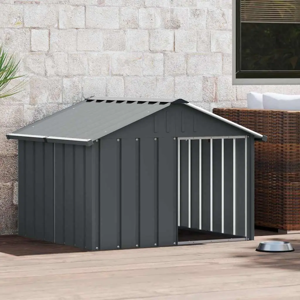Dog House Outdoor Kennel Shelter 1165 x 1030 x 815 mm Anthracite Galvanised Steel