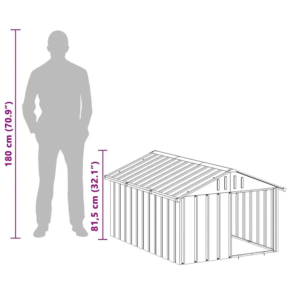 Dog House Outdoor Kennel Shelter 116.5 x 153 x 81.5 cm Anthracite Galvanised Steel