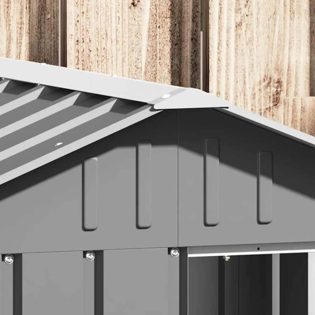 Dog House Outdoor Kennel Shelter 116.5 x 103 x 81.5 cm Grey Galvanised Steel Weather Protection