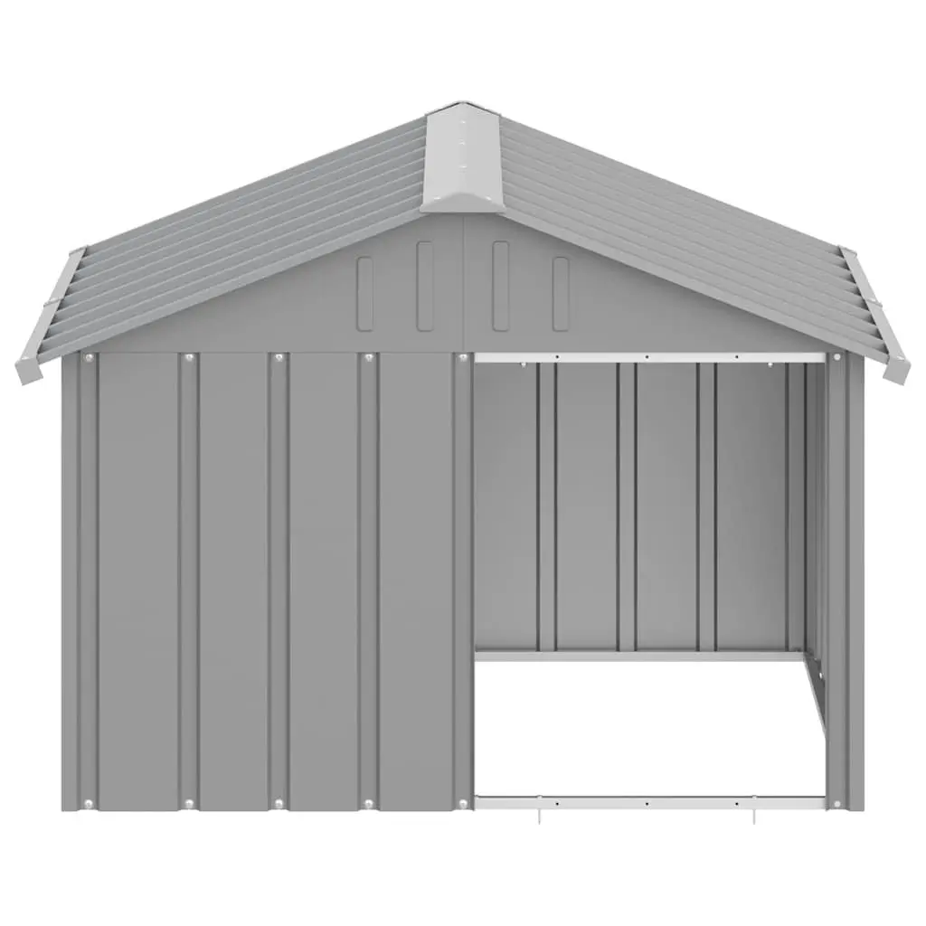 Dog House Outdoor Kennel Shelter 116.5 x 103 x 81.5 cm Grey Galvanised Steel Weather Protection