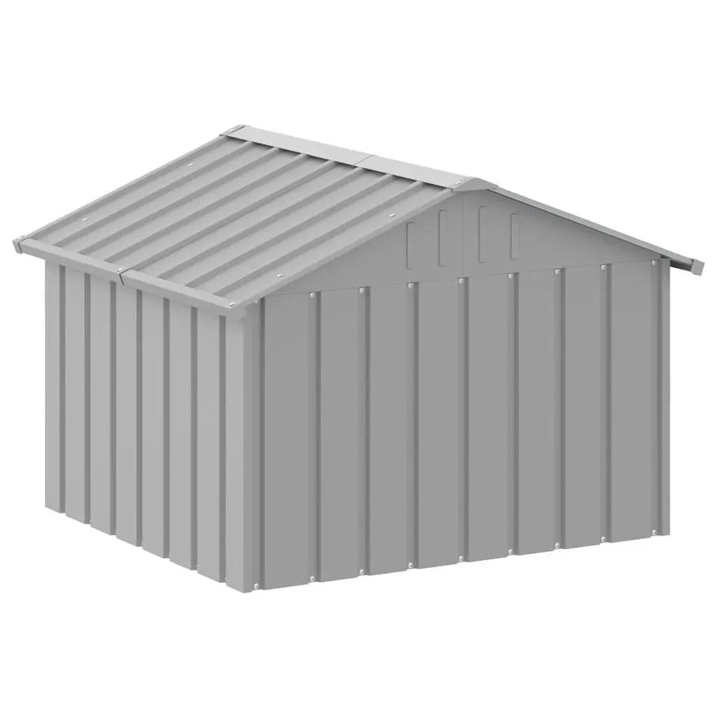 Dog House Outdoor Kennel Shelter 116.5 x 103 x 81.5 cm Grey Galvanised Steel Weather Protection