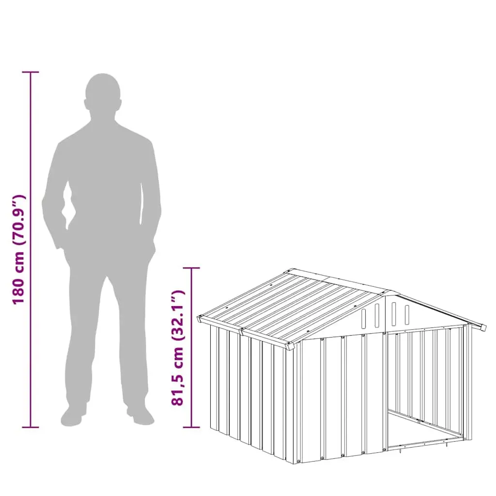 Dog House Outdoor Kennel Shelter 116.5 x 103 x 81.5 cm Grey Galvanised Steel Weather Protection