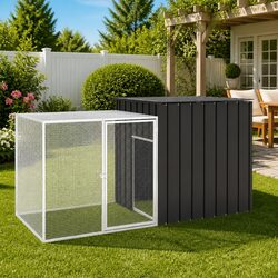 Chicken Cage Anthracite Galvanised Steel Outdoor Coop Run House Hen Duck