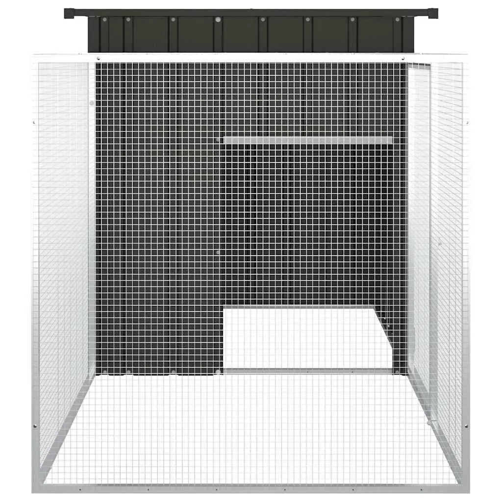 Chicken Cage Outdoor Coop Run House Anthracite Galvanised Steel 200 x 91 x 100 cm