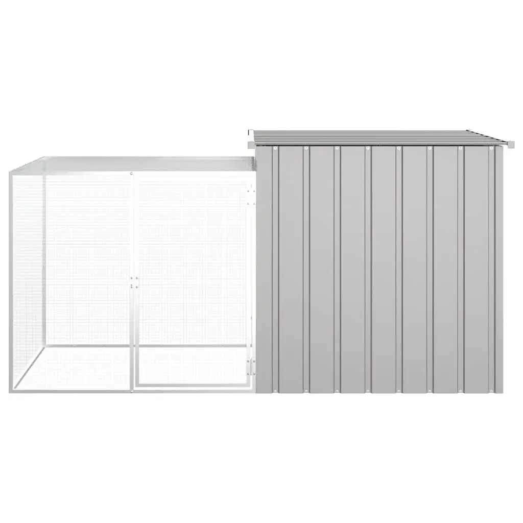 Chicken Cage Small Animal Habitat Galvanised Steel Outdoor Run House Grey 200 x 91 x 100 cm