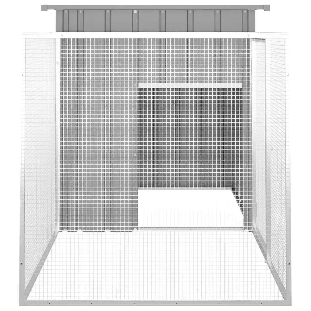 Chicken Cage Small Animal Habitat Galvanised Steel Outdoor Run House Grey 200 x 91 x 100 cm