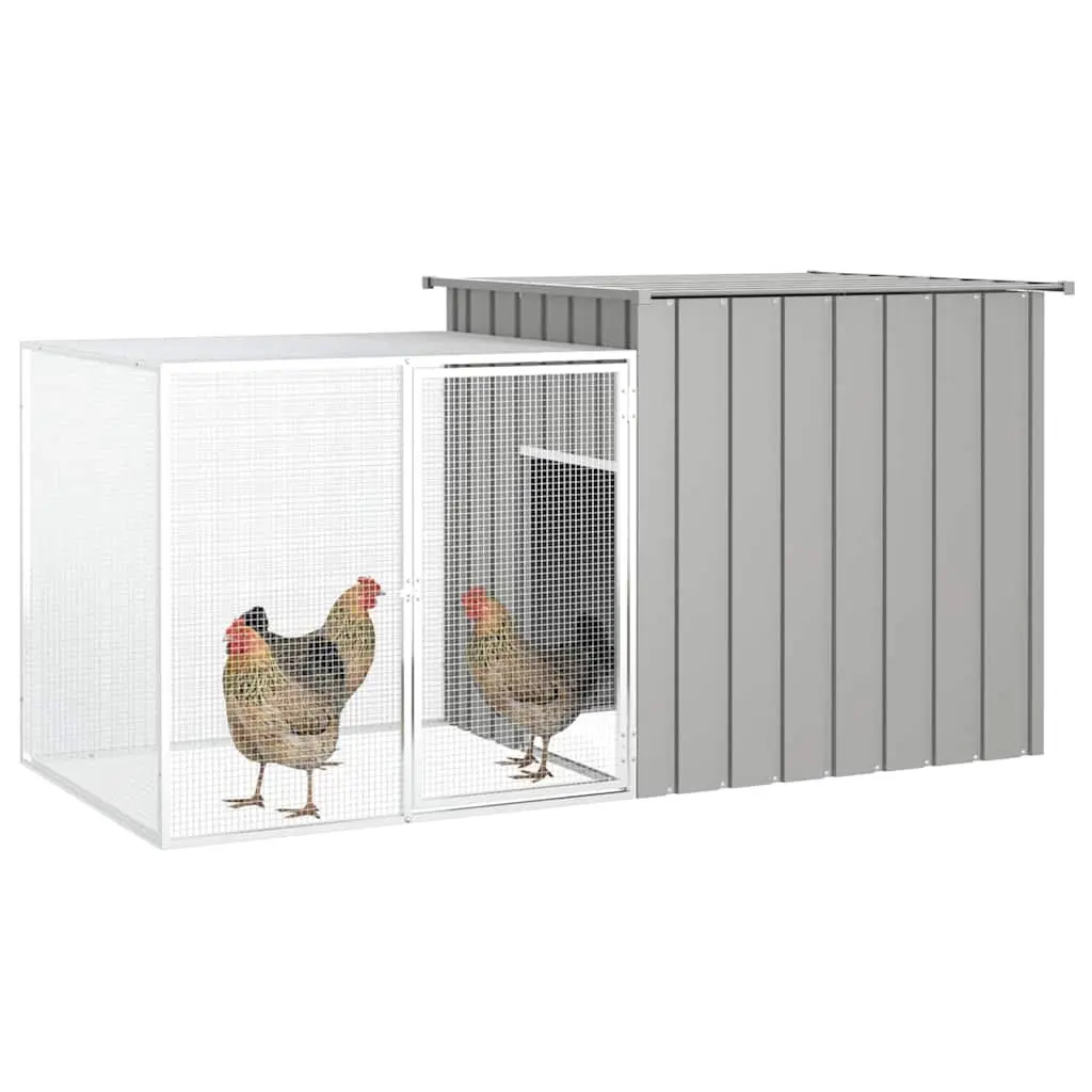 Chicken Cage Small Animal Habitat Galvanised Steel Outdoor Run House Grey 200 x 91 x 100 cm