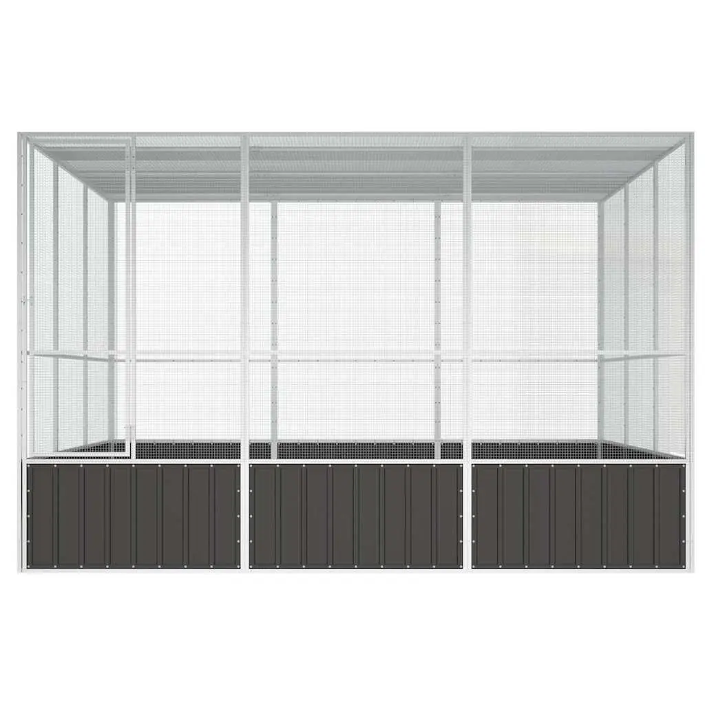 Large Outdoor Aviary Bird Cage Ventilated Galvanised Steel Frame Anthracite