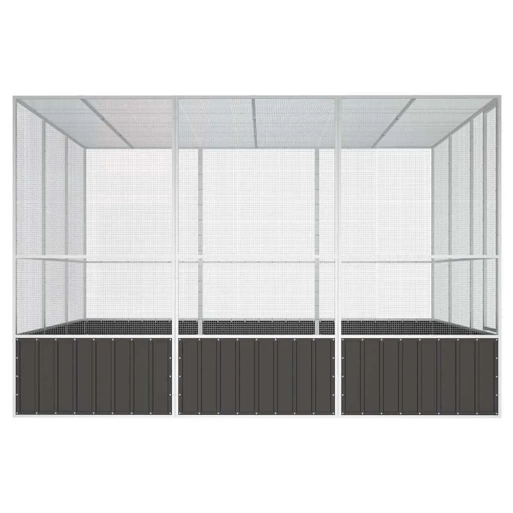 Large Outdoor Aviary Bird Cage Ventilated Galvanised Steel Frame Anthracite