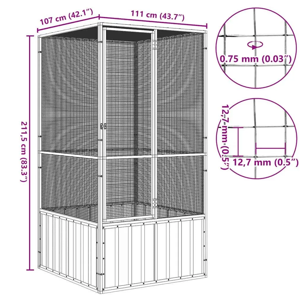 Bird Cage Large Aviary Outdoor Indoor Play Exercise Grey Galvanised Steel Frame