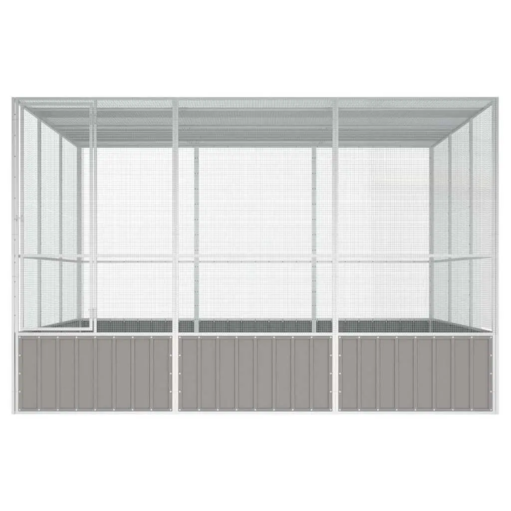 Bird Cage Large Aviary Outdoor Play Exercise Grey Galvanised Steel Frame