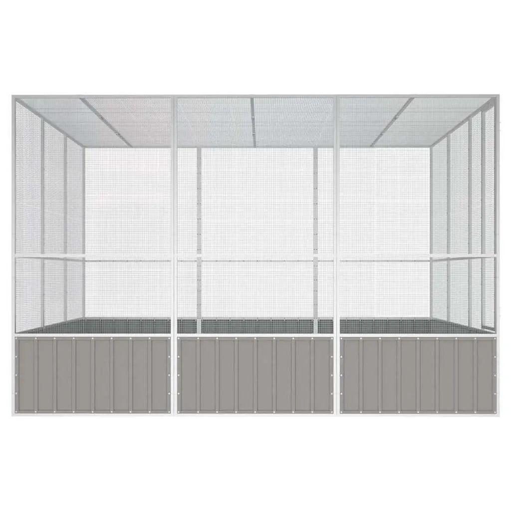 Bird Cage Large Aviary Outdoor Play Exercise Grey Galvanised Steel Frame