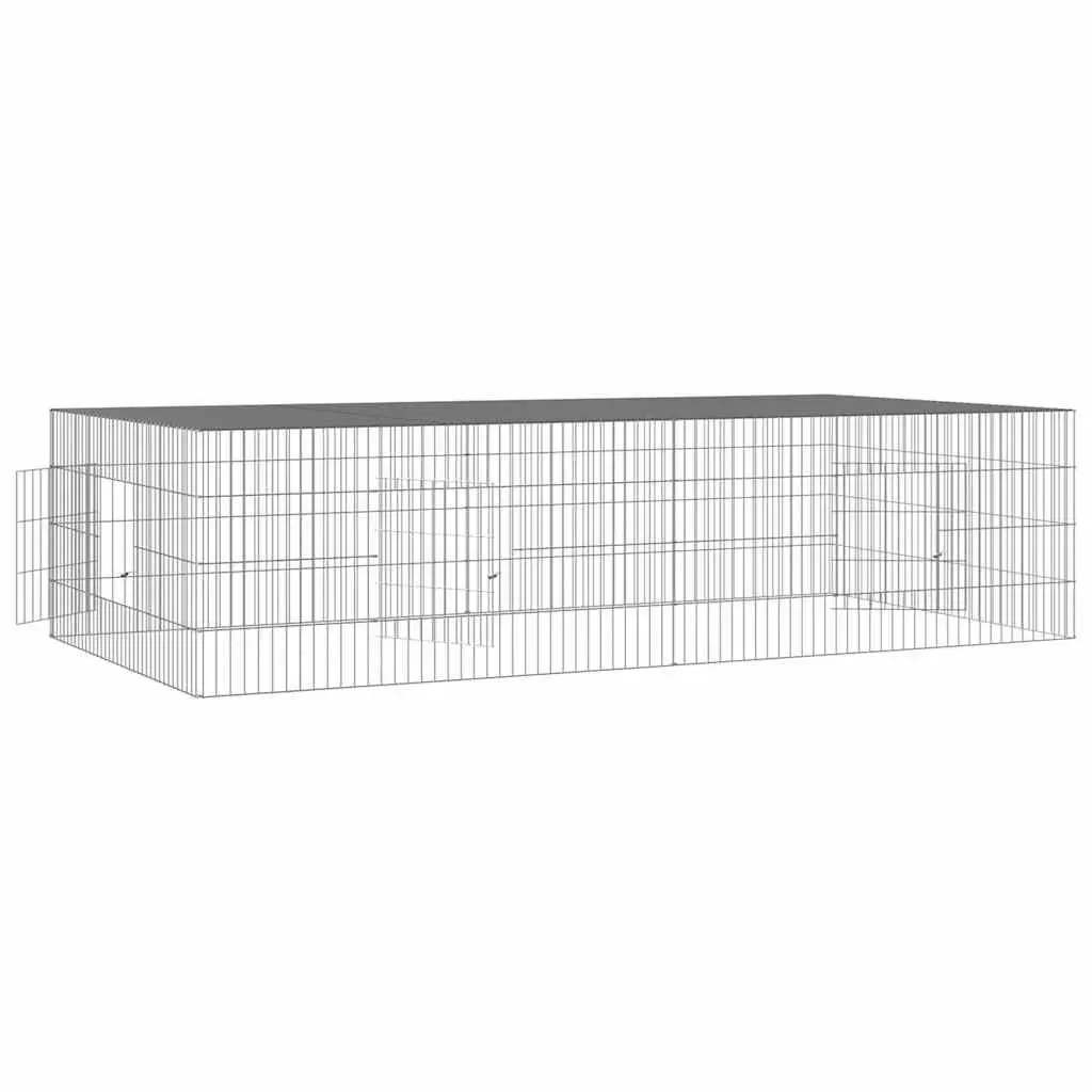 Rabbit Cage Small Animal Hutch 2-Panel 220x110x55cm Silver