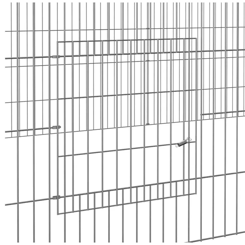 Rabbit Cage Small Animal Hutch 2-Panel 220x110x55cm Silver