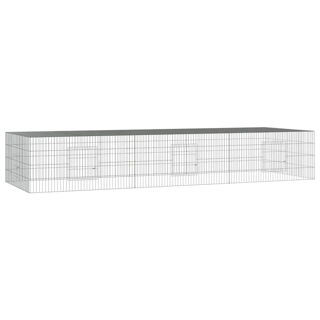 3-Panel Rabbit Cage Small Animal Hutch Enclosure 325 x 109 x 54 cm Silver