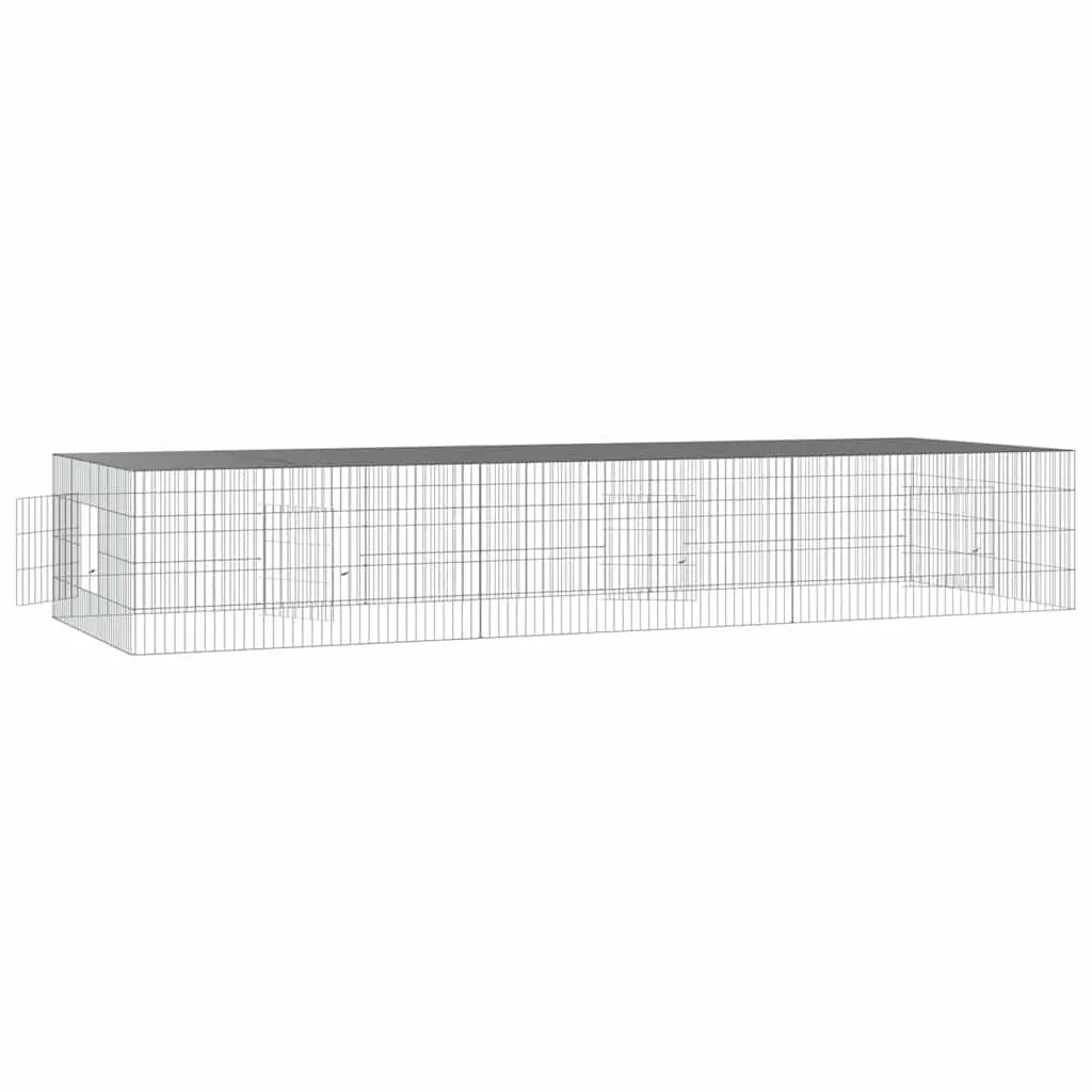 3-Panel Rabbit Cage Small Animal Hutch Enclosure 325 x 109 x 54 cm Silver