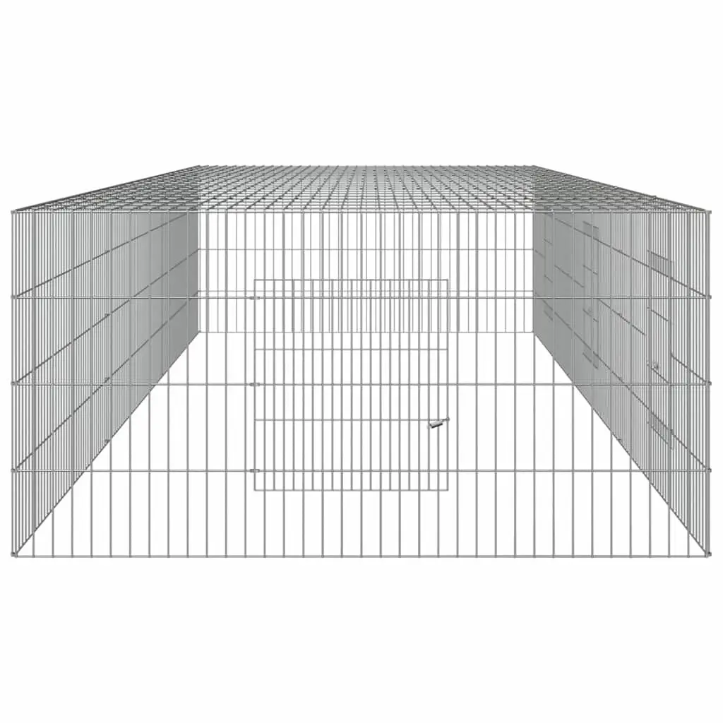 3-Panel Rabbit Cage Small Animal Hutch Enclosure 325 x 109 x 54 cm Silver