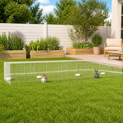 Warm and Secure Rabbit Cage, 4-Panel Silver 433cm