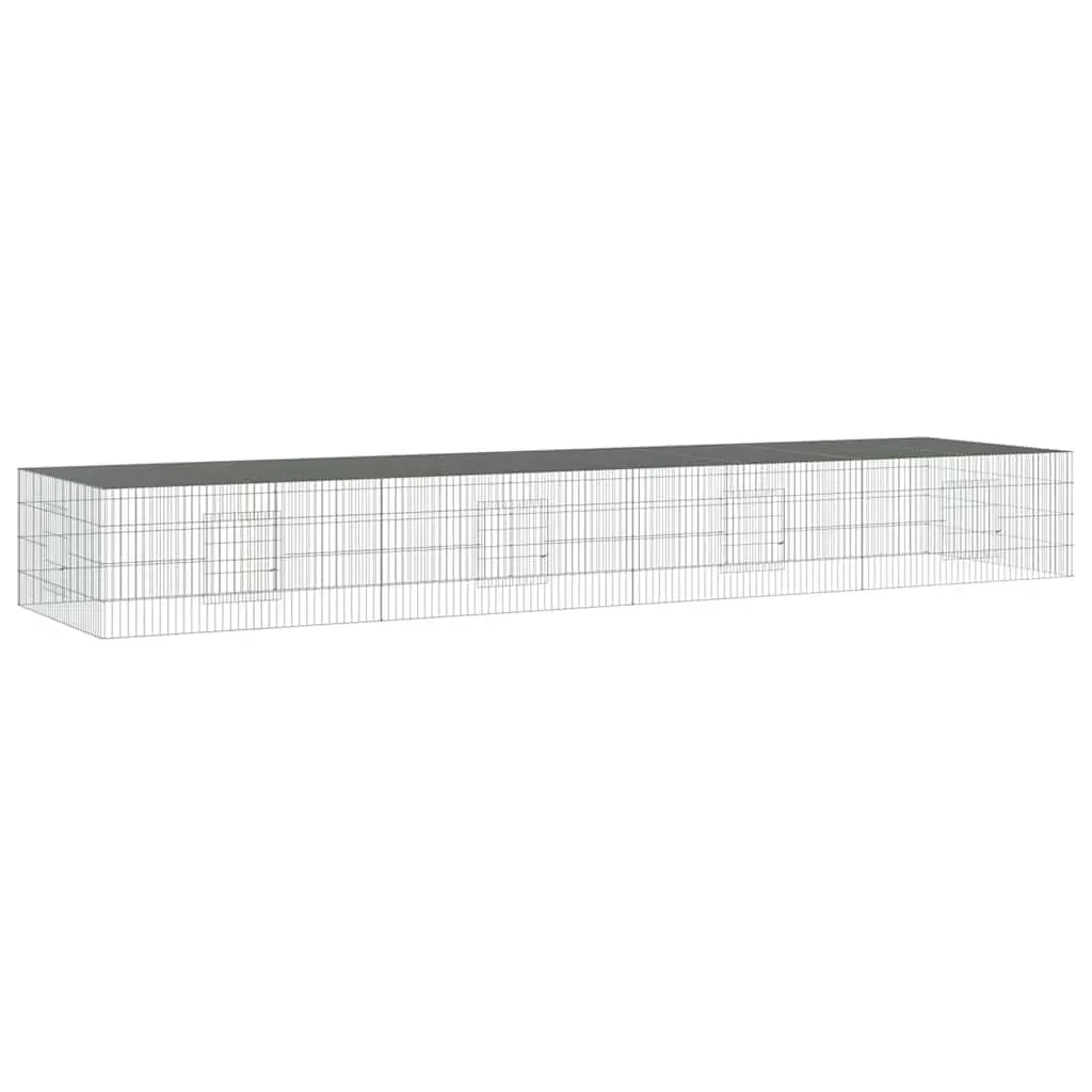 4-Panel Rabbit Cage Small Animal Hutch Playpen 433cm Galvanised Iron Silver