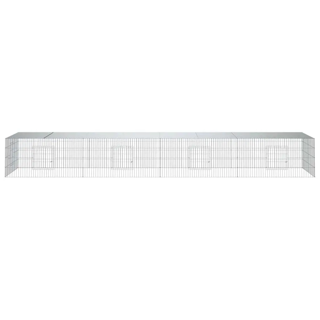 4-Panel Rabbit Cage Small Animal Hutch Playpen 433cm Galvanised Iron Silver