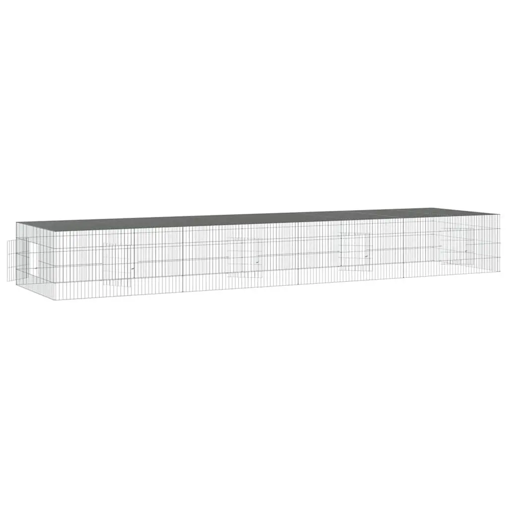 4-Panel Rabbit Cage Small Animal Hutch Playpen 433cm Galvanised Iron Silver