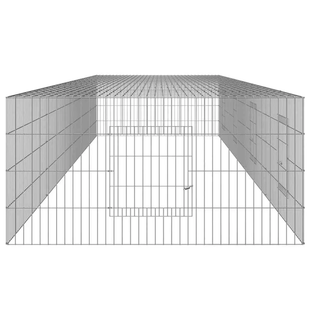4-Panel Rabbit Cage Small Animal Hutch Playpen 433cm Galvanised Iron Silver