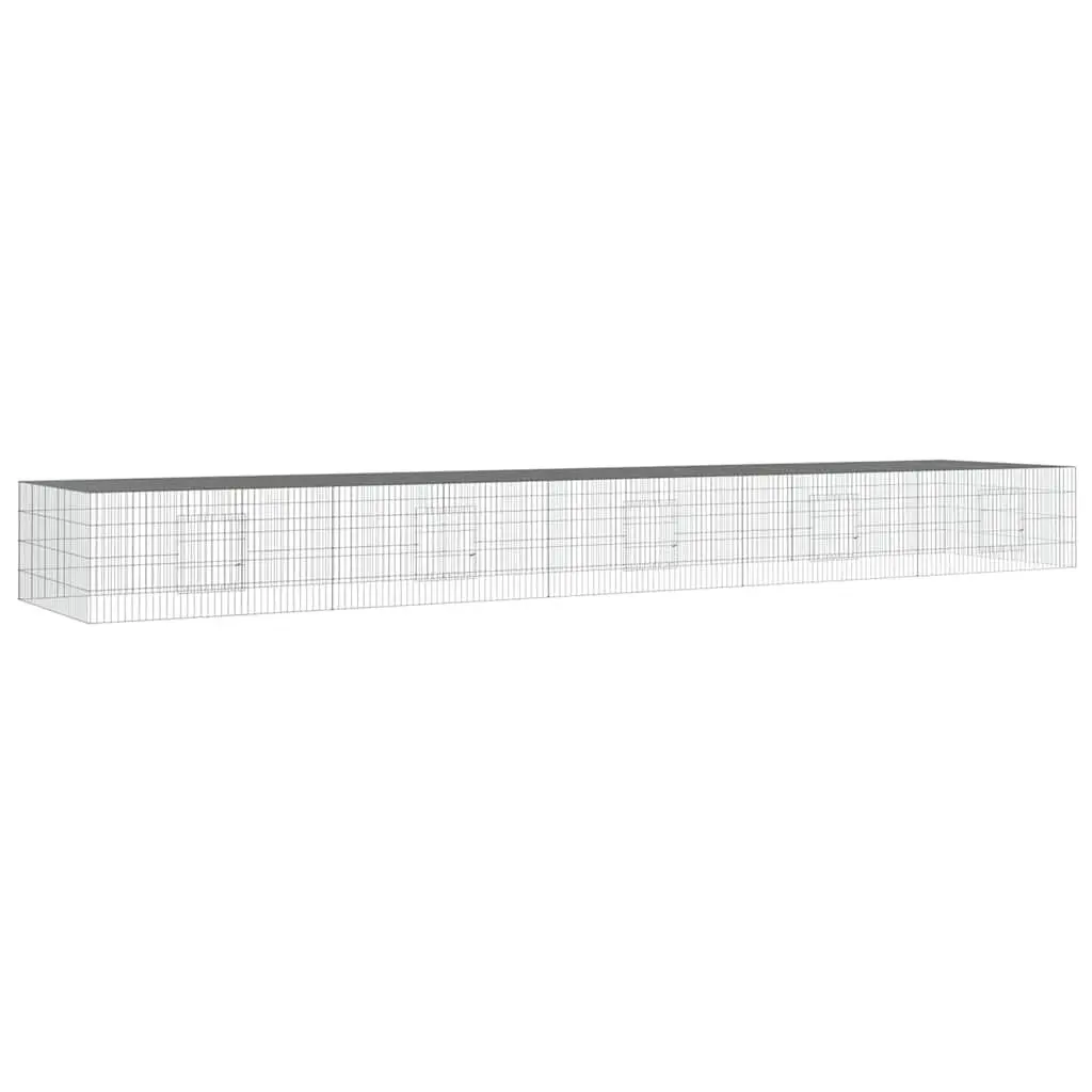 5-Panel Rabbit Cage Hutch Playpen Galvanised Iron Silver