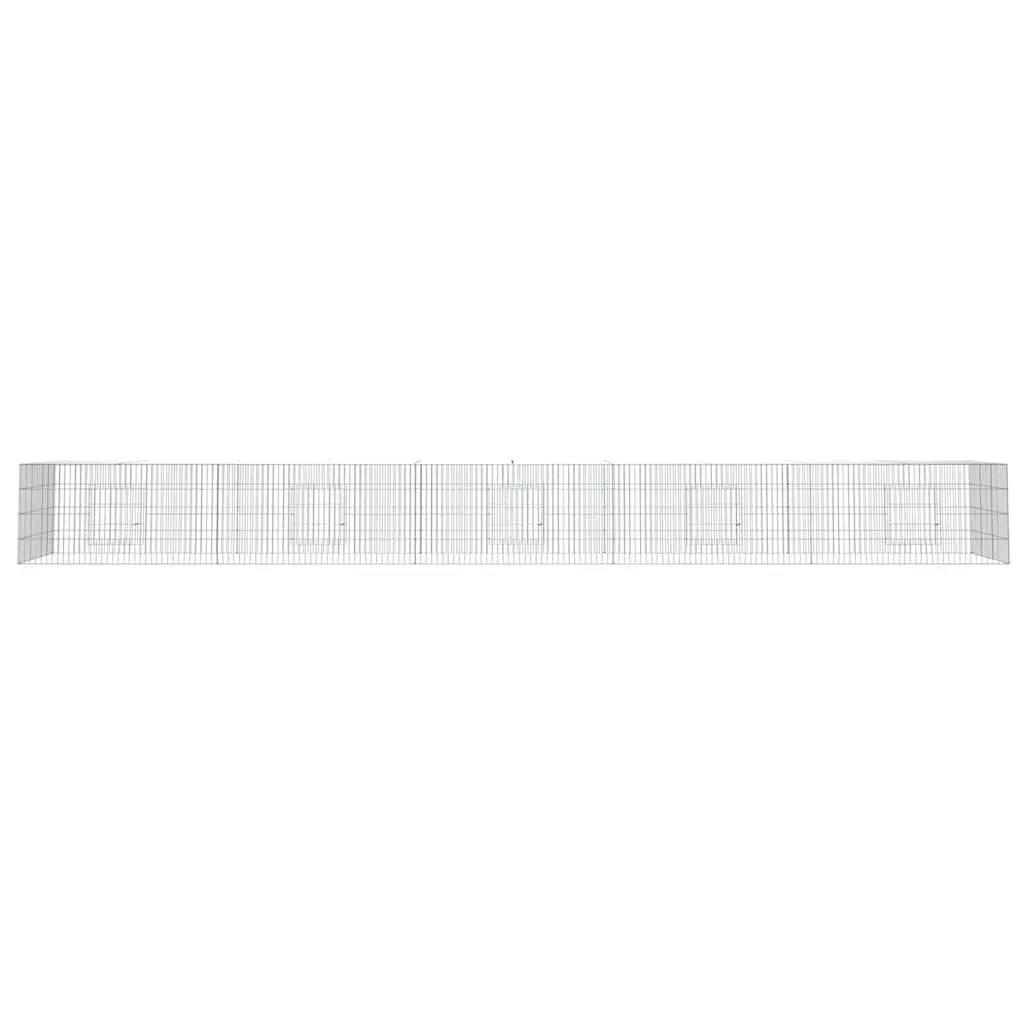 5-Panel Rabbit Cage Hutch Playpen Galvanised Iron Silver