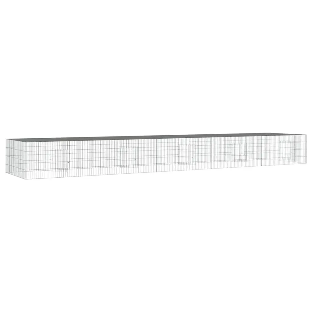 5-Panel Rabbit Cage Hutch Playpen Galvanised Iron Silver