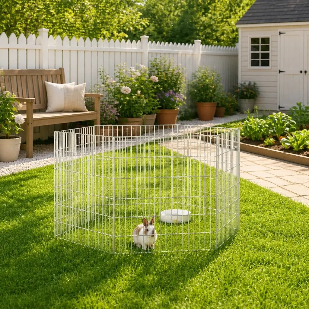 Small Animal Enclosure 6-Panel Pet Pen Play Pen for Rabbits Guinea Pigs Outdoor