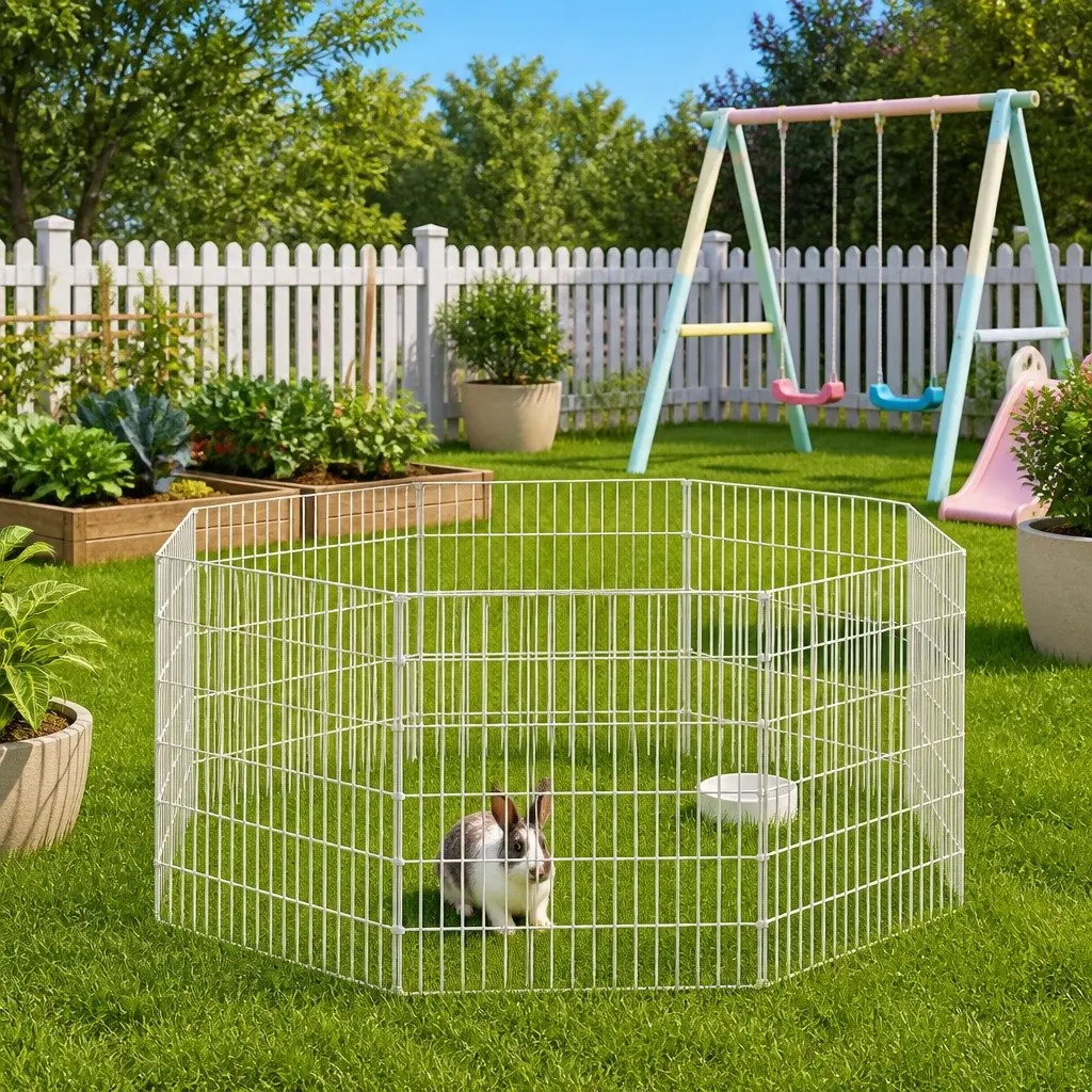 Small Animal Enclosure 8-Panel Pet Pen Rabbit Guinea Pig Run Cage Exercise