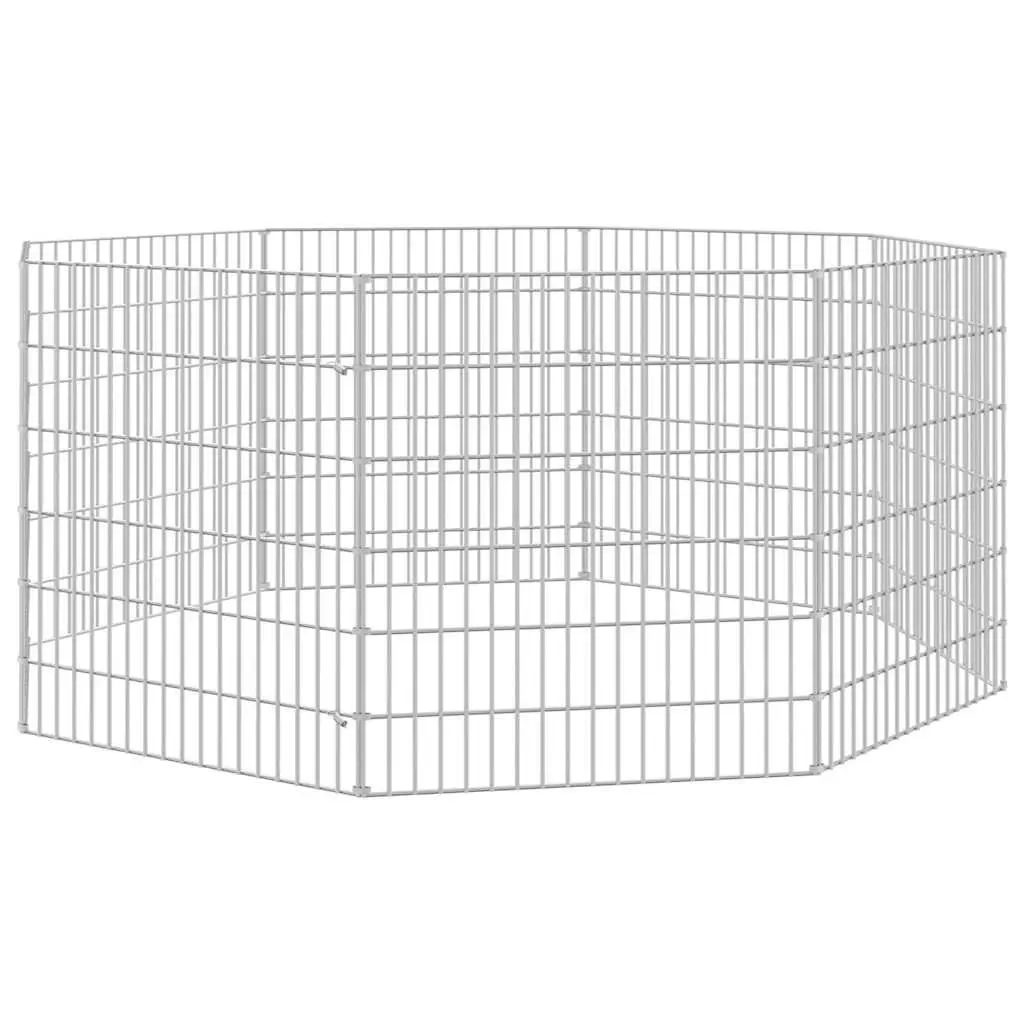 Small Animal Enclosure 8-Panel Pet Pen Exercise Cage Silver 54 x 60 cm