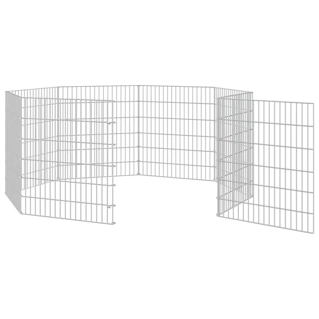 Small Animal Enclosure 8-Panel Pet Pen Exercise Cage Silver 54 x 60 cm