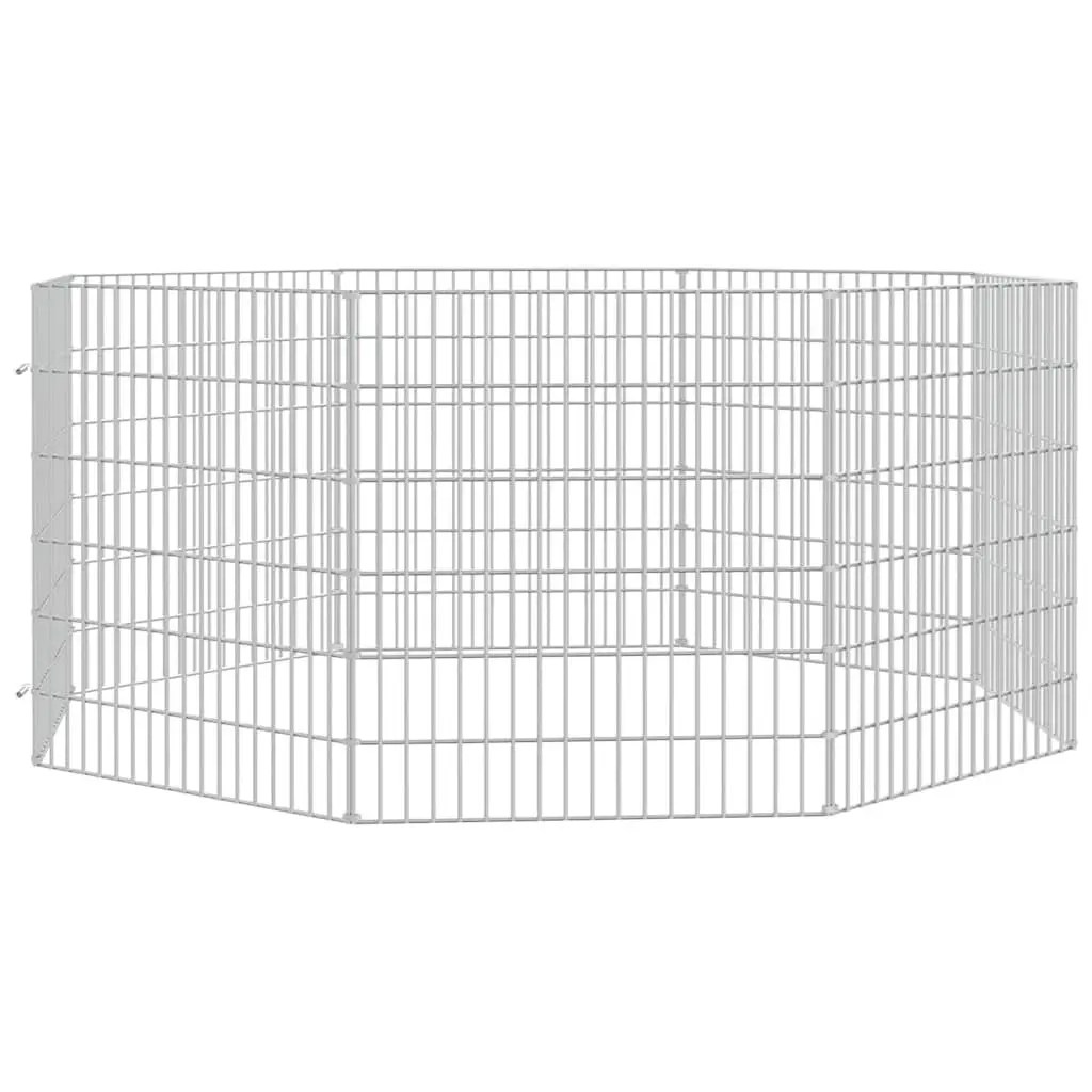 Small Animal Enclosure 8-Panel Pet Pen Exercise Cage Silver 54 x 60 cm