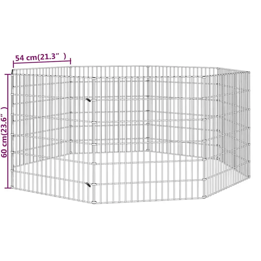 Small Animal Enclosure 8-Panel Pet Pen Exercise Cage Silver 54 x 60 cm