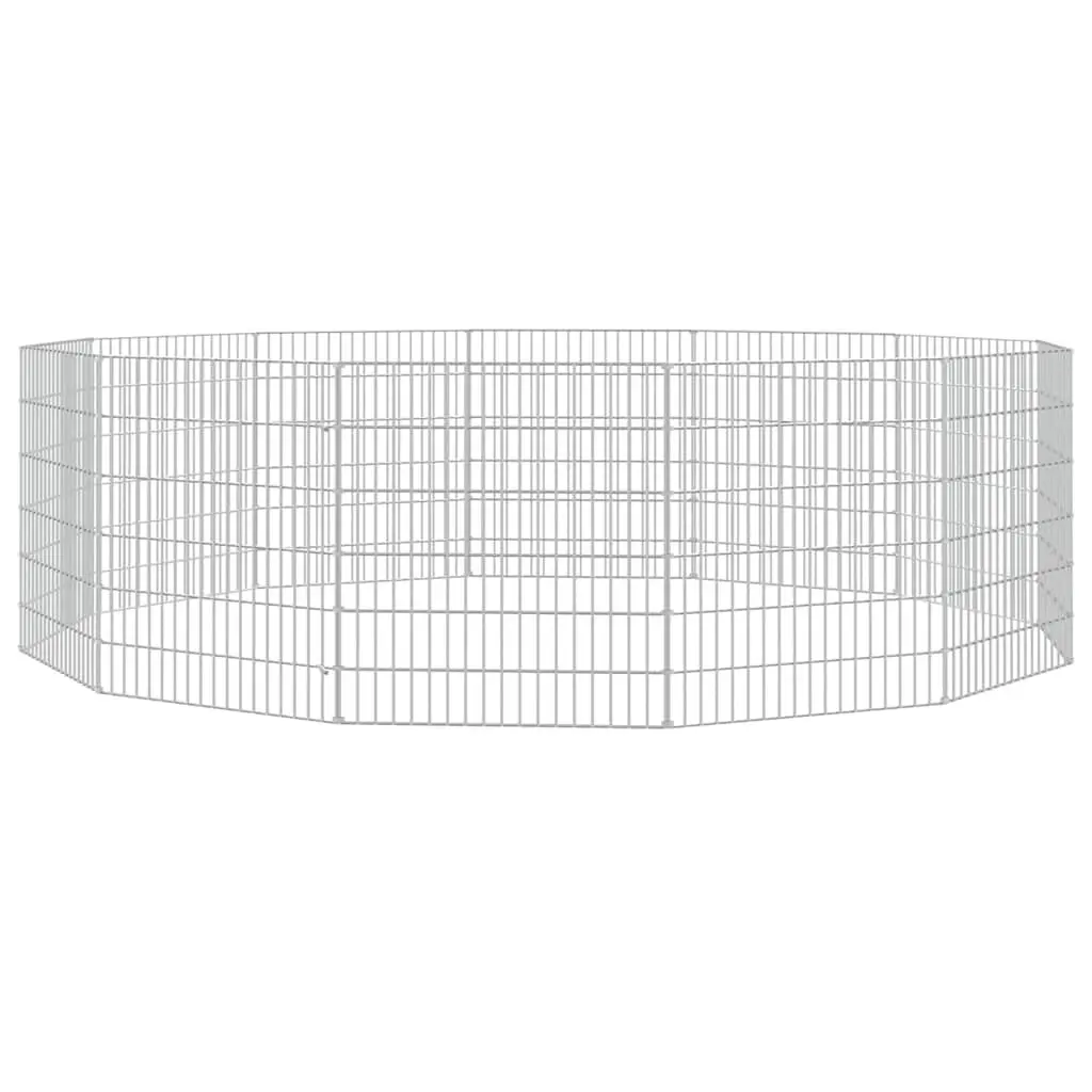 Small Animal Enclosure 12 Panel Pet Pen Exercise Run Cage Silver