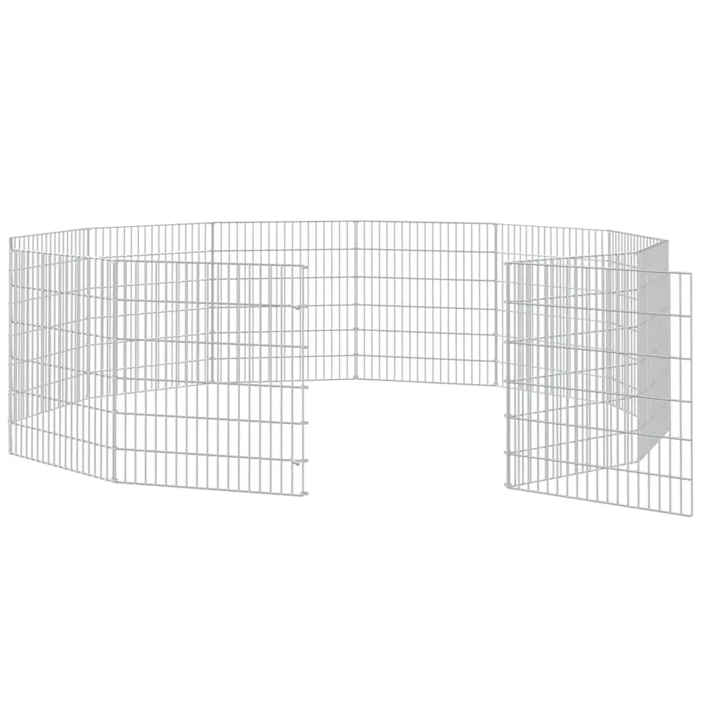 Small Animal Enclosure 12 Panel Pet Pen Exercise Run Cage Silver