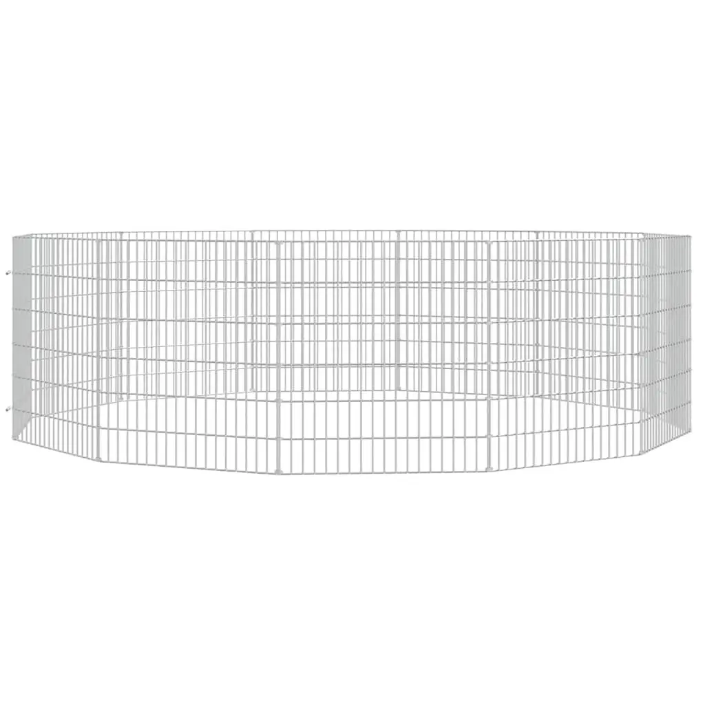 Small Animal Enclosure 12 Panel Pet Pen Exercise Run Cage Silver