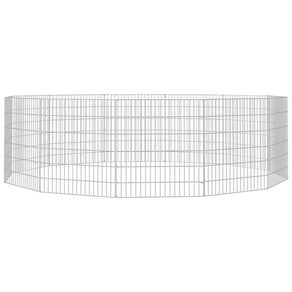 Small Animal Enclosure 12 Panel Pet Pen Exercise Run Cage Silver