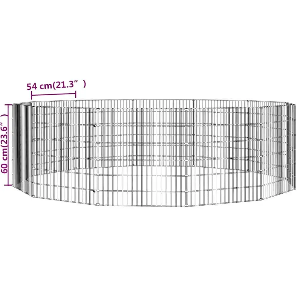 Small Animal Enclosure 12 Panel Pet Pen Exercise Run Cage Silver