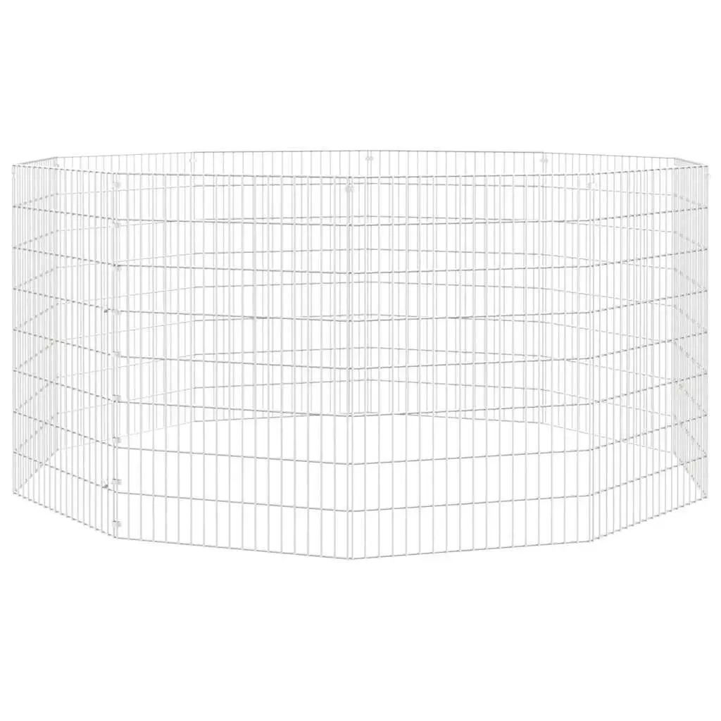 Small Animal Enclosure 10 Panel Pet Pen Rabbit Guinea Pig Run Playpen Silver